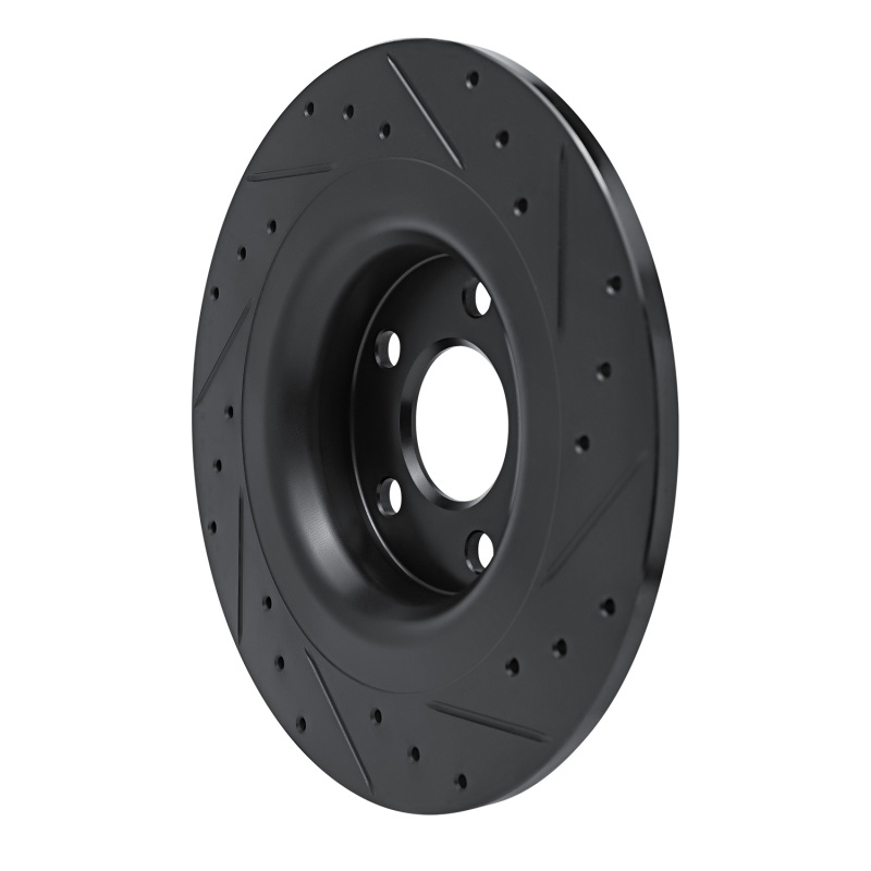 Volvo S60 Brake Rotor (1) - Rear Left - R1 Concepts - Drilled & Slotted - Black - `18-`25